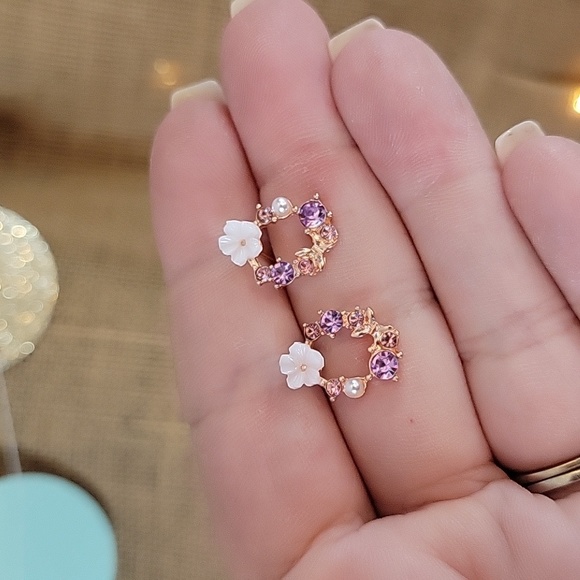 Mini Boden Jewelry - LAVENDER FLORAL WREATH STUD EARRINGS